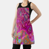 抽象芸術トリップ(幻覚体験)のようなマゼンタレインボーカラーレトロアート エプロン (インサイチュ)