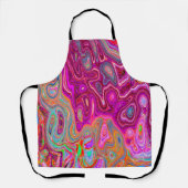 抽象芸術トリップ(幻覚体験)のようなマゼンタレインボーカラーレトロアート エプロン (正面)