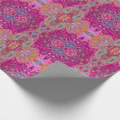 抽象芸術トリップ（幻覚体験）のようなマゼンタレインボーカラーレトロアート ラッピングペーパー (角)