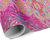 抽象芸術トリップ（幻覚体験）のようなマゼンタレインボーカラーレトロアート ラッピングペーパー (ロールコーナー)