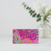 抽象芸術トリップ(幻覚体験)のようなマゼンタレインボーカラーレトロアート 名刺 (スタンド正面)