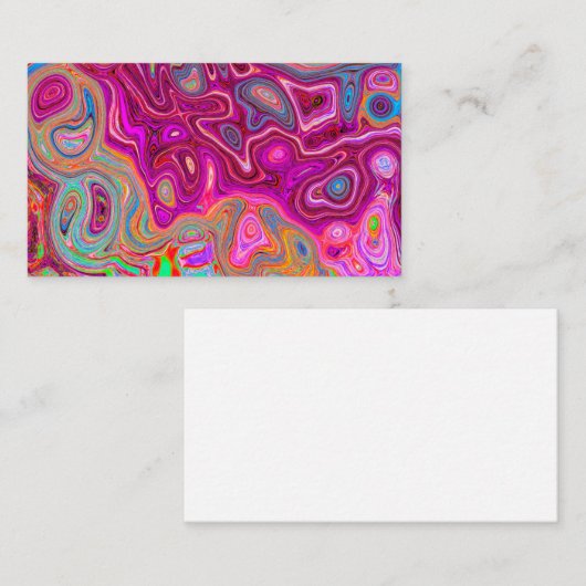 抽象芸術トリップ(幻覚体験)のようなマゼンタレインボーカラーレトロアート 名刺 (正面/裏面)