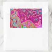 抽象芸術トリップ(幻覚体験)のようなマゼンタレインボーカラーレトロアート 長方形シール (バッグ)