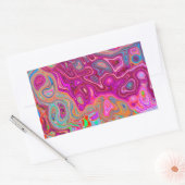 抽象芸術トリップ(幻覚体験)のようなマゼンタレインボーカラーレトロアート 長方形シール (封筒)