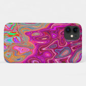 抽象芸術トリップ（幻覚体験）のようなマゼンタレインボーカラーレトロアート Case-Mate iPhoneケース (裏面(横))