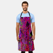 抽象芸術トリップ（幻覚体験）のようなレインボーオリエンタルリリー花 エプロン (着用した状態)