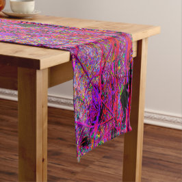 抽象芸術トリップ（幻覚体験）のようなレインボーオリエンタルリリー花 ショートテーブルランナー