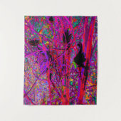 抽象芸術トリップ(幻覚体験)のようなレインボーオリエンタルリリー花 タペストリー (正面)