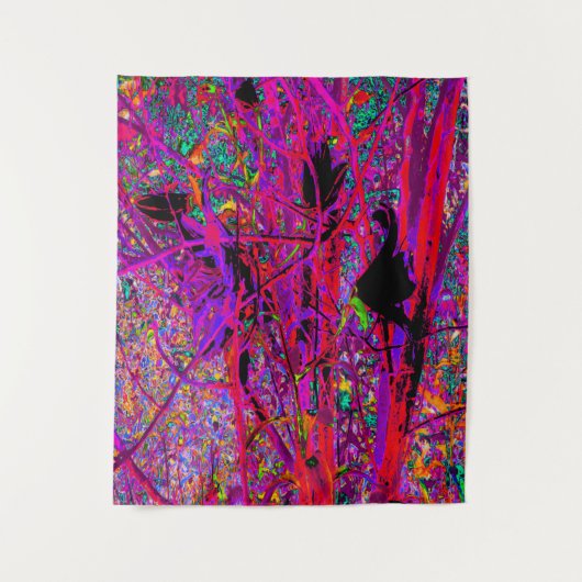 抽象芸術トリップ（幻覚体験）のようなレインボーオリエンタルリリー花 タペストリー (正面)