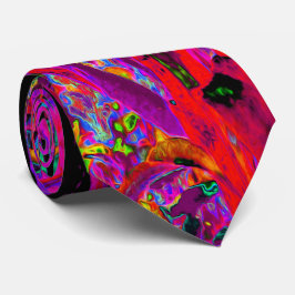 抽象芸術トリップ（幻覚体験）のようなレインボーオリエンタルリリー花 ネクタイ