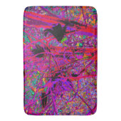 抽象芸術トリップ（幻覚体験）のようなレインボーオリエンタルリリー花 バスマット (正面縦)