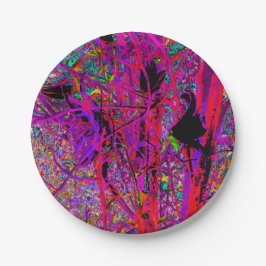 抽象芸術トリップ（幻覚体験）のようなレインボーオリエンタルリリー花 ペーパープレート