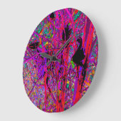抽象芸術トリップ(幻覚体験)のようなレインボーオリエンタルリリー花 ラージ壁時計 (傾斜)