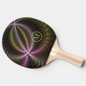 抽象芸術トリップ（幻覚体験）のような光沢カラフル3Dフラクタルモノグラム 卓球ラケット (横)
