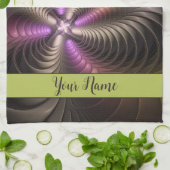 抽象芸術トリップ（幻覚体験）のような光沢カラフル3Dフラクタル名 キッチンタオル (折り畳み)