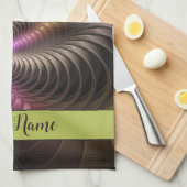 抽象芸術トリップ（幻覚体験）のような光沢カラフル3Dフラクタル名 キッチンタオル (四つ折り)