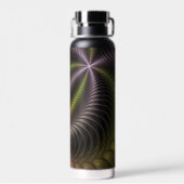 抽象芸術トリップ（幻覚体験）のような光沢カラフル3Dフラクタル芸術 ウォーターボトル (背面)