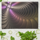 抽象芸術トリップ（幻覚体験）のような光沢カラフル3Dフラクタル芸術 キッチンタオル (折り畳み)