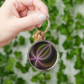 抽象芸術トリップ(幻覚体験)のような光沢カラフル3Dフラクタル芸術 キーホルダー (手)