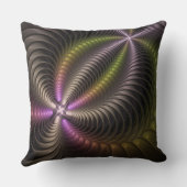 抽象芸術トリップ(幻覚体験)のような光沢カラフル3Dフラクタル芸術 クッション (裏面)