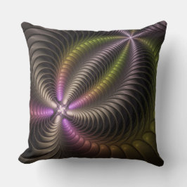 抽象芸術トリップ（幻覚体験）のような光沢カラフル3Dフラクタル芸術 クッション
