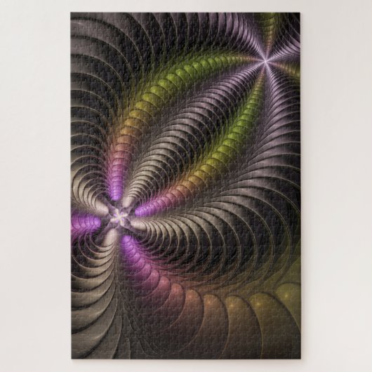抽象芸術トリップ(幻覚体験)のような光沢カラフル3Dフラクタル芸術 ジグソーパズル (縦)