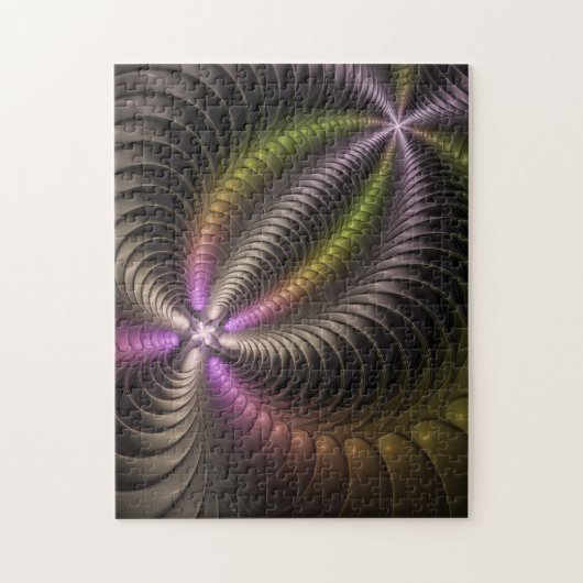 抽象芸術トリップ(幻覚体験)のような光沢カラフル3Dフラクタル芸術 ジグソーパズル (縦)