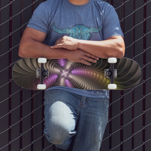 抽象芸術トリップ(幻覚体験)のような光沢カラフル3Dフラクタル芸術 スケートボード (室外3)