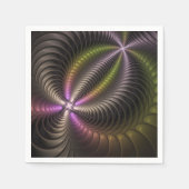 抽象芸術トリップ（幻覚体験）のような光沢カラフル3Dフラクタル芸術 スタンダードカクテルナプキン (正面)