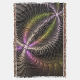 抽象芸術トリップ(幻覚体験)のような光沢カラフル3Dフラクタル芸術 スローブランケット