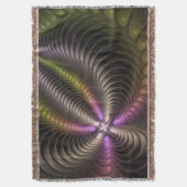 抽象芸術トリップ（幻覚体験）のような光沢カラフル3Dフラクタル芸術 スローブランケット (正面縦)