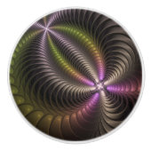 抽象芸術トリップ（幻覚体験）のような光沢カラフル3Dフラクタル芸術 セラミックノブ (正面)
