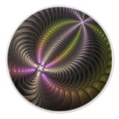 抽象芸術トリップ（幻覚体験）のような光沢カラフル3Dフラクタル芸術 セラミックノブ (正面)