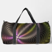 抽象芸術トリップ（幻覚体験）のような光沢カラフル3Dフラクタル芸術 ダッフルバッグ (正面)
