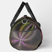 抽象芸術トリップ（幻覚体験）のような光沢カラフル3Dフラクタル芸術 ダッフルバッグ (右)