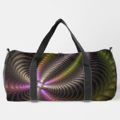 抽象芸術トリップ（幻覚体験）のような光沢カラフル3Dフラクタル芸術 ダッフルバッグ (裏面)