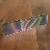 抽象芸術トリップ(幻覚体験)のような光沢カラフル3Dフラクタル芸術 デスクネームプレート (側面)