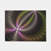 抽象芸術トリップ（幻覚体験）のような光沢カラフル3Dフラクタル芸術 ドアマット (正面)