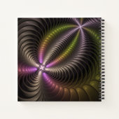 抽象芸術トリップ（幻覚体験）のような光沢カラフル3Dフラクタル芸術 ノートブック (裏面)