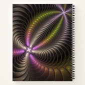 抽象芸術トリップ（幻覚体験）のような光沢カラフル3Dフラクタル芸術 ノートブック (裏面)