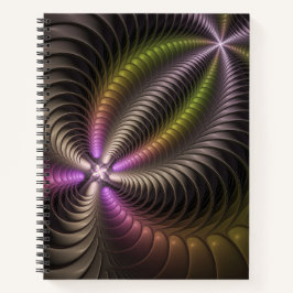 抽象芸術トリップ（幻覚体験）のような光沢カラフル3Dフラクタル芸術 ノートブック