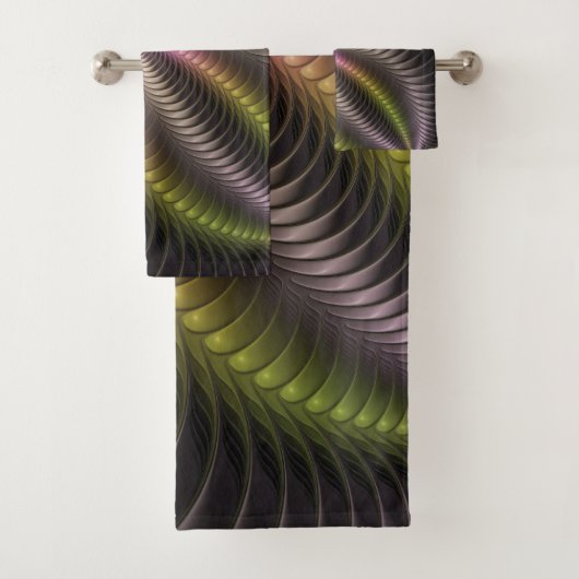 抽象芸術トリップ（幻覚体験）のような光沢カラフル3Dフラクタル芸術 バスタオルセット (インサイチュ)