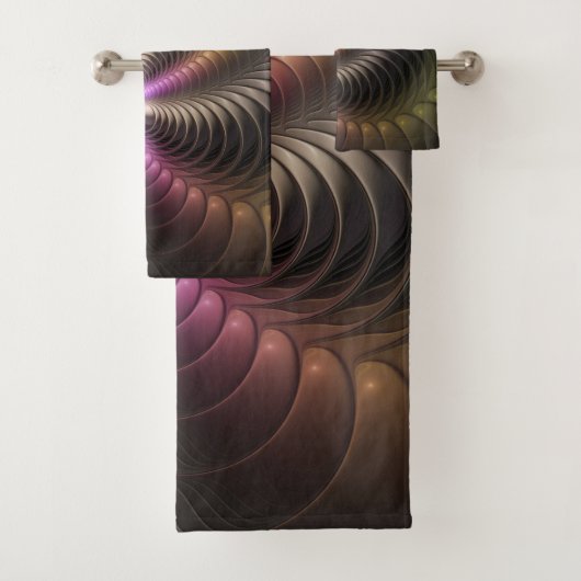 抽象芸術トリップ（幻覚体験）のような光沢カラフル3Dフラクタル芸術 バスタオルセット (インサイチュ)