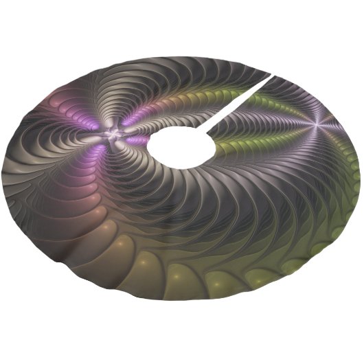 抽象芸術トリップ（幻覚体験）のような光沢カラフル3Dフラクタル芸術 ブラッシュドポリエステルツリースカート (アングル)