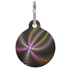 抽象芸術トリップ（幻覚体験）のような光沢カラフル3Dフラクタル芸術 ペット　ネームタグ