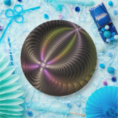 抽象芸術トリップ（幻覚体験）のような光沢カラフル3Dフラクタル芸術 ペーパープレート (パーティー)