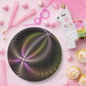 抽象芸術トリップ（幻覚体験）のような光沢カラフル3Dフラクタル芸術 ペーパープレート (パーティー)