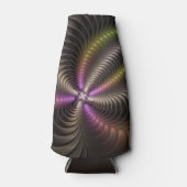 抽象芸術トリップ（幻覚体験）のような光沢カラフル3Dフラクタル芸術 ボトルクーラー (正面)