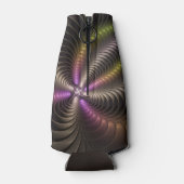 抽象芸術トリップ（幻覚体験）のような光沢カラフル3Dフラクタル芸術 ボトルクーラー (裏面)