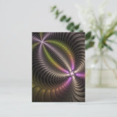 抽象芸術トリップ(幻覚体験)のような光沢カラフル3Dフラクタル芸術 ポストカード (スタンド正面)